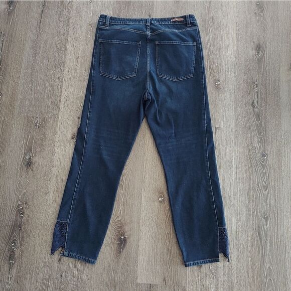 Soft Surroundings High Rise Straight Leg Touch of  Lace Ankle Jeans 16T - Picture 6 of 11